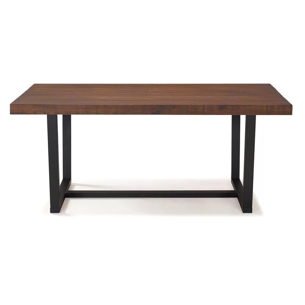 Walker Edison Furniture Company Durango 72 in. Mahogany Rustic Urban Industrial Farmhouse Distressed Solid Wood Dining Table