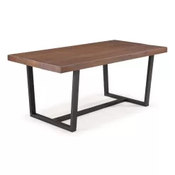 Walker Edison Furniture Company Durango 72 in. Mahogany Rustic Urban Industrial Farmhouse Distressed Solid Wood Dining Table