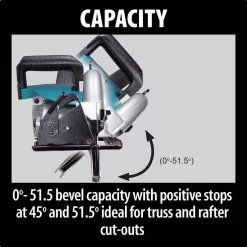Makita 5477NB 15 Amp 7-1/4 in. Corded Hypoid Circular Saw with 51.5 degree Bevel Capacity and 24T Carbide Blade