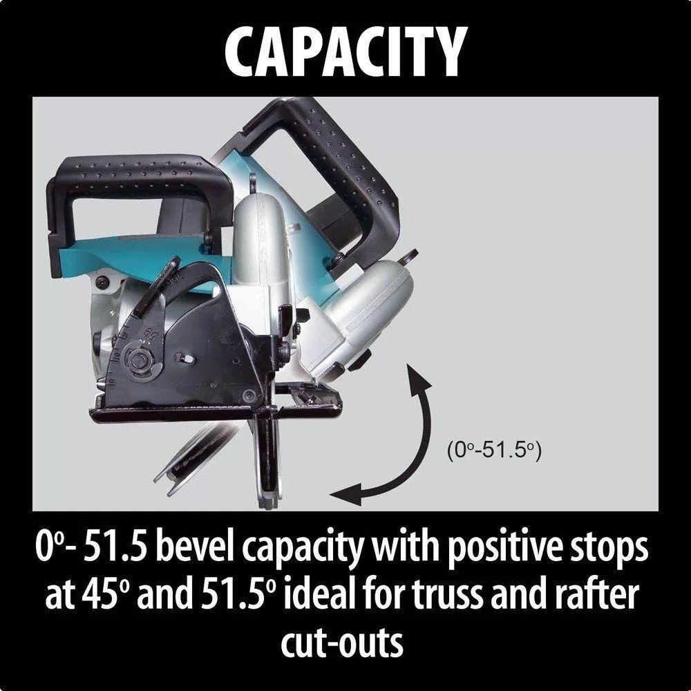 Makita 5477NB 15 Amp 7-1/4 in. Corded Hypoid Circular Saw with 51.5 degree Bevel Capacity and 24T Carbide Blade