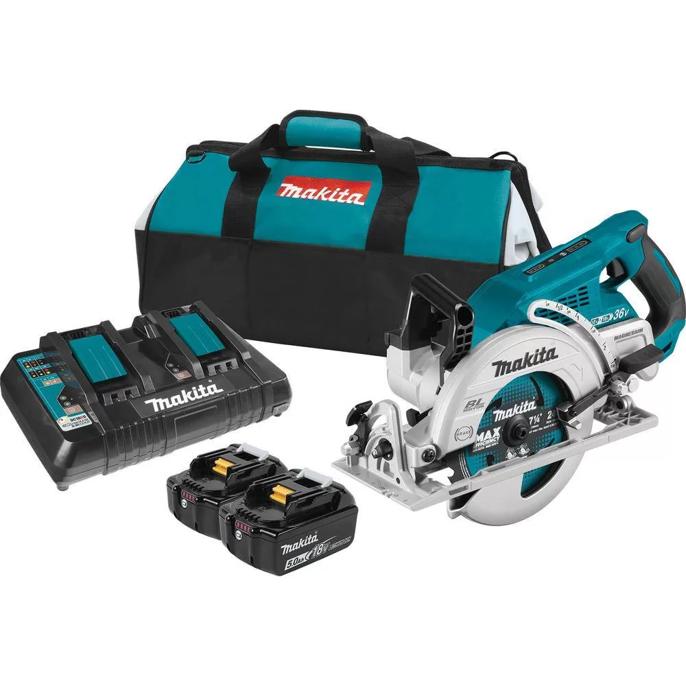 Makita 1002582445 18V X2 LXT 5.0Ah Lithium-Ion (36V) Brushless Cordless Rear Handle 7-1/4 in. Circular Saw Kit