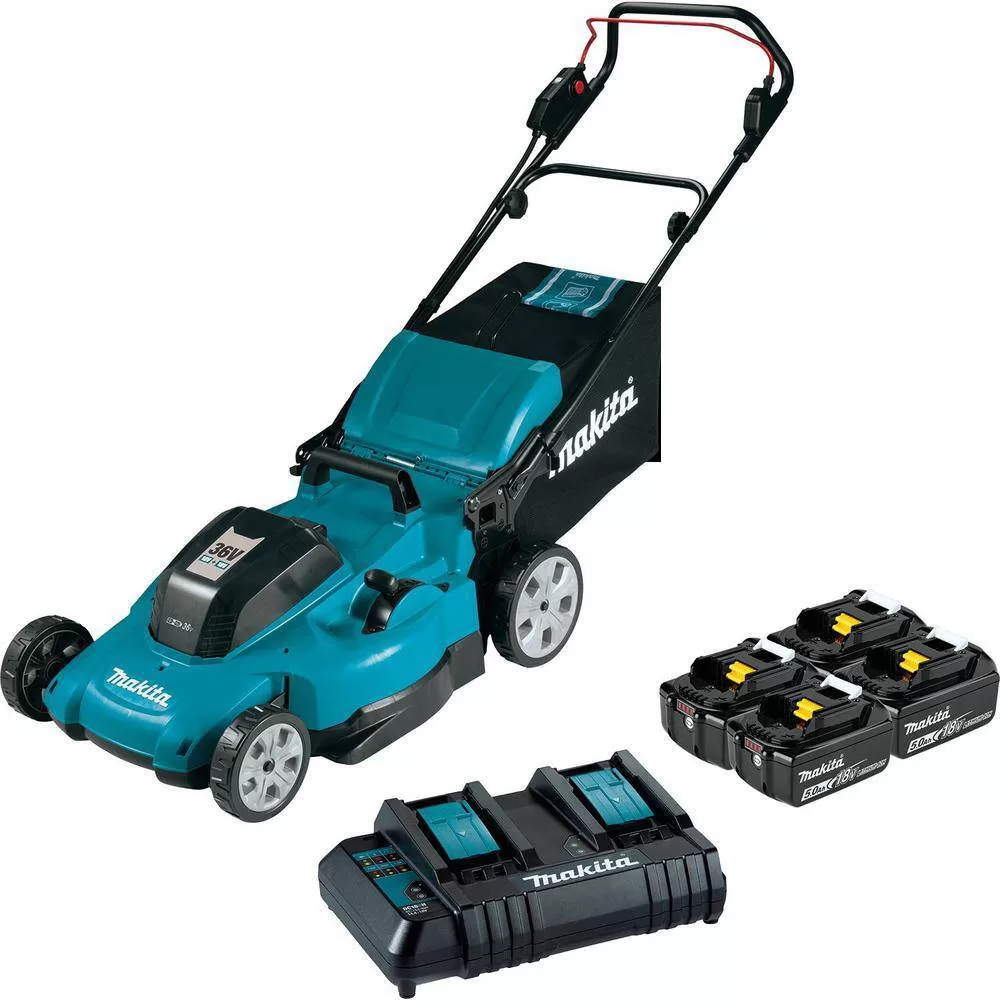 Makita XML10CT1 18-Volt X2 (36V) LXT Lithium-Ion Cordless 21 in. Walk Behind Lawn Mower Kit w/4 batteries (5.0Ah)