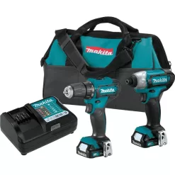 Makita 1001410482 12V max CXT 1.5 Ah Lithium-Ion Cordless Drill Driver and Impact Driver Combo Kit (2-Piece)