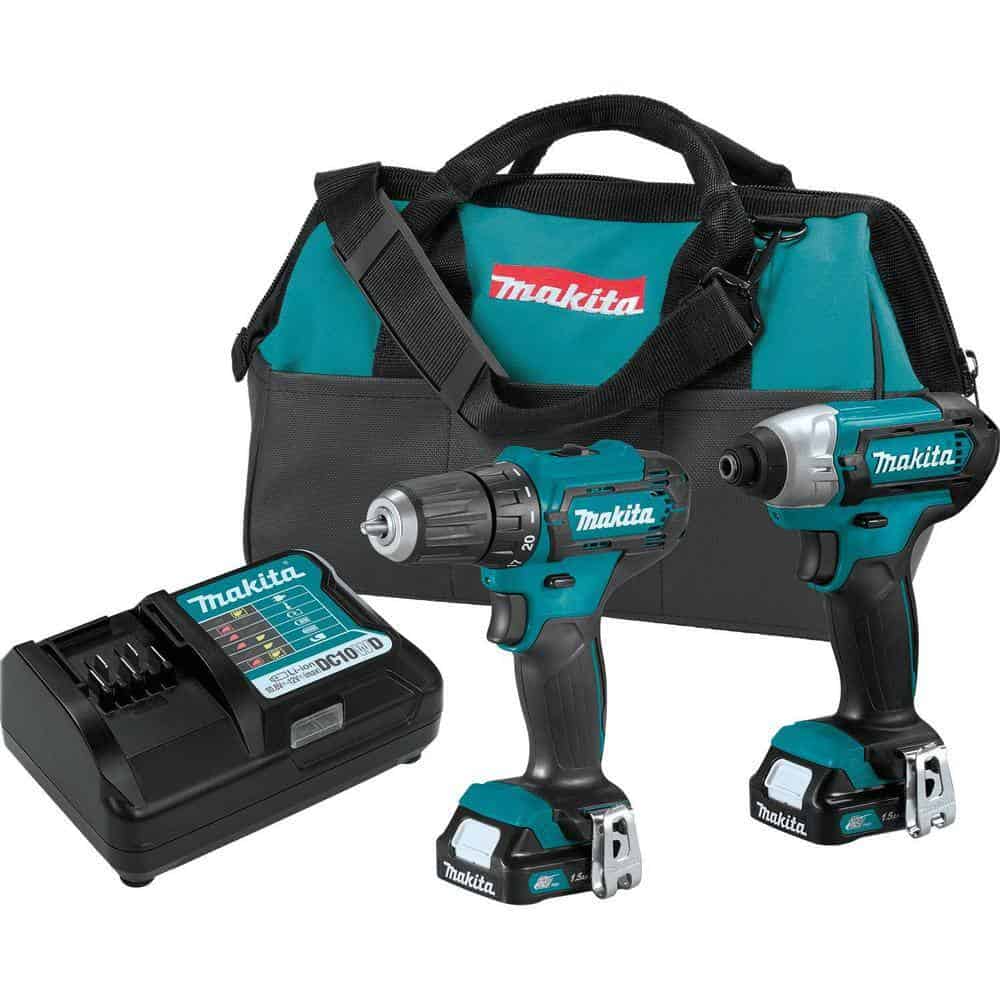 Makita 1001410482 12V max CXT 1.5 Ah Lithium-Ion Cordless Drill Driver and Impact Driver Combo Kit (2-Piece)