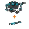 Makita XT288T-XRW01Z 18V LXT Lithium-Ion Brushless Cordless Combo Kit 5.0 Ah (2-Pc) with bonus 3/8 in./1/4 in. 18V LXT Square Drive Ratchet