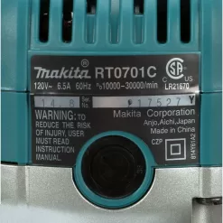 Makita RT0701C 6.5 Amp 1-1/4 HP Corded Fixed Base Variable Speed Compact Router with Quick-Release