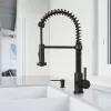VIGO Edison Single Handle Pull-Down Sprayer Kitchen Faucet Set with Soap Dispenser in Matte Black