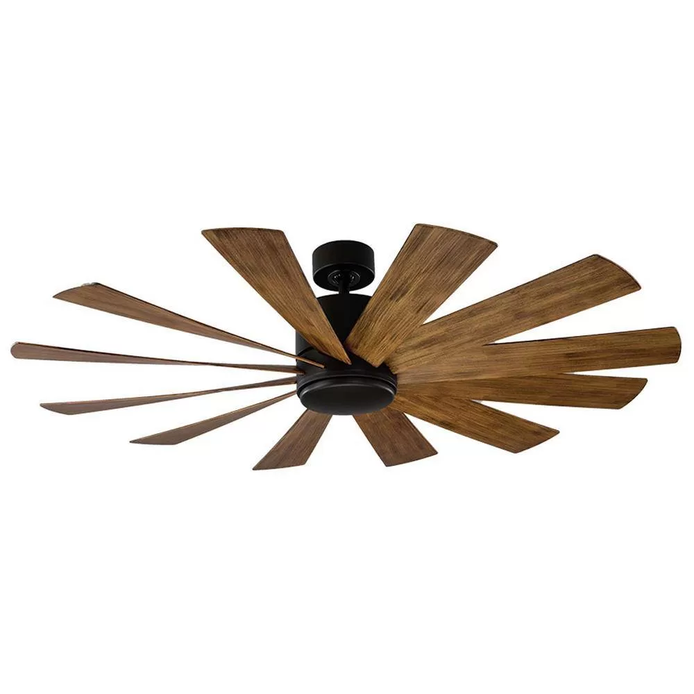Modern Forms Windflower 60 in. LED Indoor/Outdoor Matte Black 12-Blade Smart Ceiling Fan with 3000K Light Kit and Wall Control