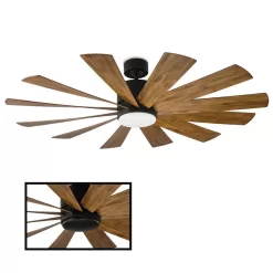 Modern Forms Windflower 60 in. LED Indoor/Outdoor Matte Black 12-Blade Smart Ceiling Fan with 3000K Light Kit and Wall Control