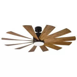 Modern Forms Windflower 60 in. LED Indoor/Outdoor Matte Black 12-Blade Smart Ceiling Fan with 3000K Light Kit and Wall Control