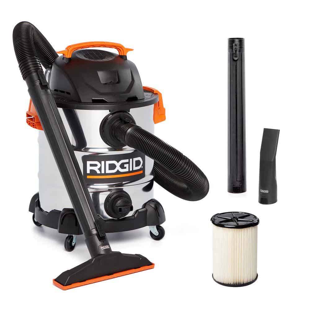 RIDGID WD1060 10 Gal. 6.0-Peak HP Stainless Steel Wet/Dry Shop Vacuum with Filter, Hose and Accessories