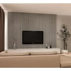 Ejoy CladdingPanel_VWC_G150-1218-92B 94.5 in. x 4.8 in. x 0.5 in. Acoustic Vinyl Wall Cladding Siding Board in Metasequoia Grey Color (Set of 4-Piece)