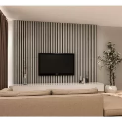Ejoy CladdingPanel_VWC_G150-1218-92B 94.5 in. x 4.8 in. x 0.5 in. Acoustic Vinyl Wall Cladding Siding Board in Metasequoia Grey Color (Set of 4-Piece)