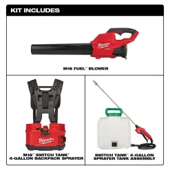 Milwaukee 2724-20-2820-20PS M18 18-Volt Lithium-Ion Cordless Switch Tank Backpack Pesticide Sprayer & FUEL 120 MPH 450 CFM Handheld Blower Combo Kit