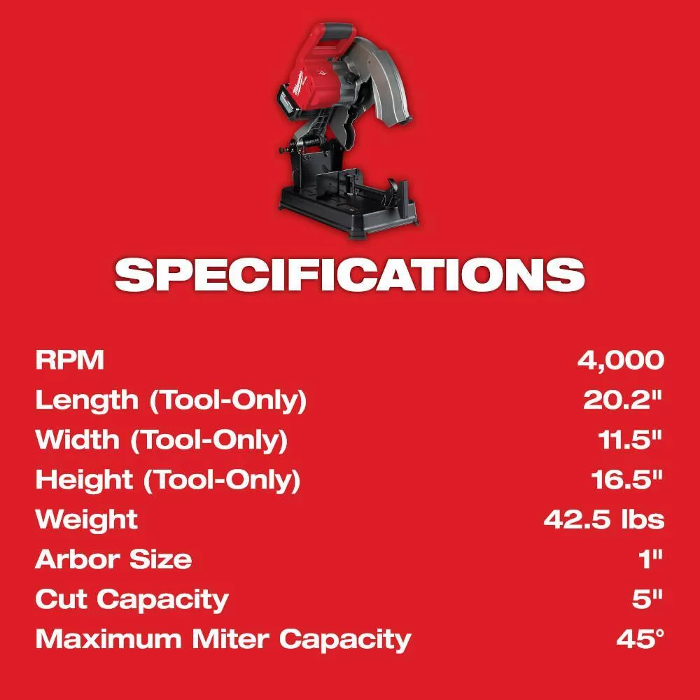 Milwaukee 2990-20 M18 FUEL 18-Volt Lithium-Ion Brushless Cordless 14 in. Abrasive Cut-Off Saw (Tool-Only) - Image 6