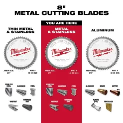 Milwaukee 8 in. x 42-Carbide Teeth Metal and Stainless Cutting Circular Saw Blade (2-Pack)