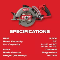 Milwaukee 2830-20-2737-20 M18 FUEL 18V Lithium-Ion Cordless 7-1/4 in. Rear Handle Circular Saw with M18 FUEL Jig Saw