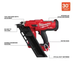Milwaukee 2830-20-2745-20 M18 FUEL 18V Lithium-Ion Cordless 7-1/4 in. Rear Handle Circular Saw with 30-Degree Framing Nailer (2-Tool)