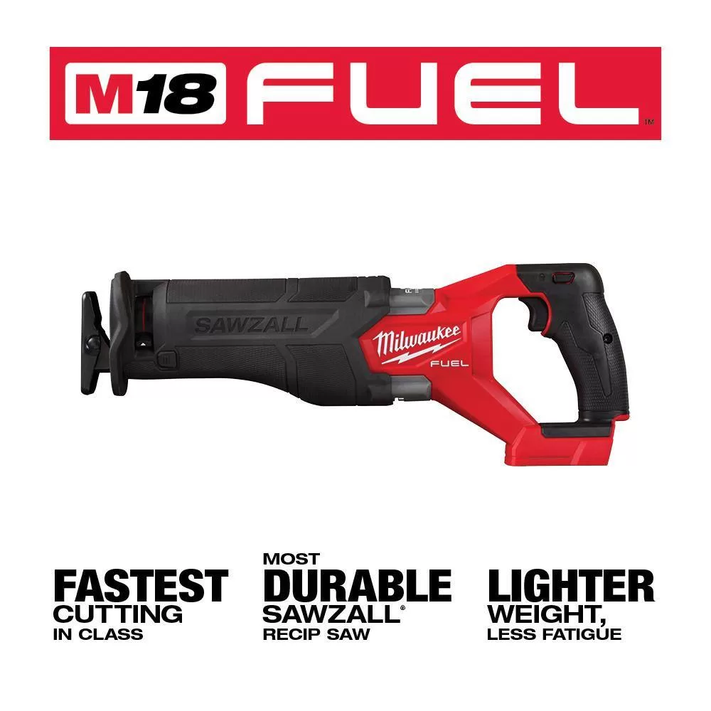 Milwaukee 2830-20-2821-20 M18 FUEL 18V Lithium-Ion Cordless 7-1/4 in. Rear Handle Circular Saw with M18 FUEL SAWZALL Reciprocating Saw
