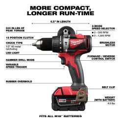 Milwaukee 2992-22 M18 18V Lithium-Ion Brushless Cordless Hammer Drill and Circular Saw Combo Kit (2-Tool) with Two 4.0 Ah Batteries