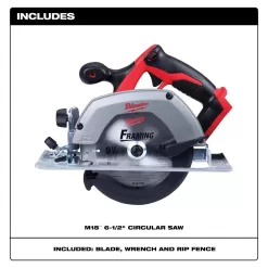 Milwaukee 48-59-1850-2630-20 M18 18-Volt Lithium-Ion Cordless 6-1/2 in. Circular Saw with M18 Starter Kit One 5.0Ah Battery and Charger