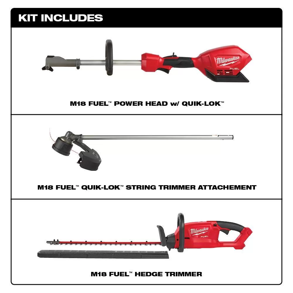 Milwaukee 2825-20ST-2726-20 M18 FUEL 18V Lithium-Ion Brushless Cordless QUIK-LOK String Trimmer and Hedge Trimmer Combo Kit (2-Tool)