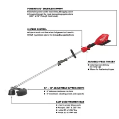 Milwaukee 2825-20ST-48-11-1850 M18 FUEL 18V Lithium-Ion Cordless Brushless String Grass Trimmer W/ Attachment Capability W/ M18 5.0Ah Battery