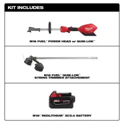 Milwaukee 2825-20ST-48-11-1850 M18 FUEL 18V Lithium-Ion Cordless Brushless String Grass Trimmer W/ Attachment Capability W/ M18 5.0Ah Battery
