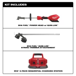 Milwaukee 2825-20ST-48-59-1806 M18 FUEL 18V Lithium-Ion Cordless Brushless String Trimmer with Attachment Capability with M18 6-Port BatteryCharger