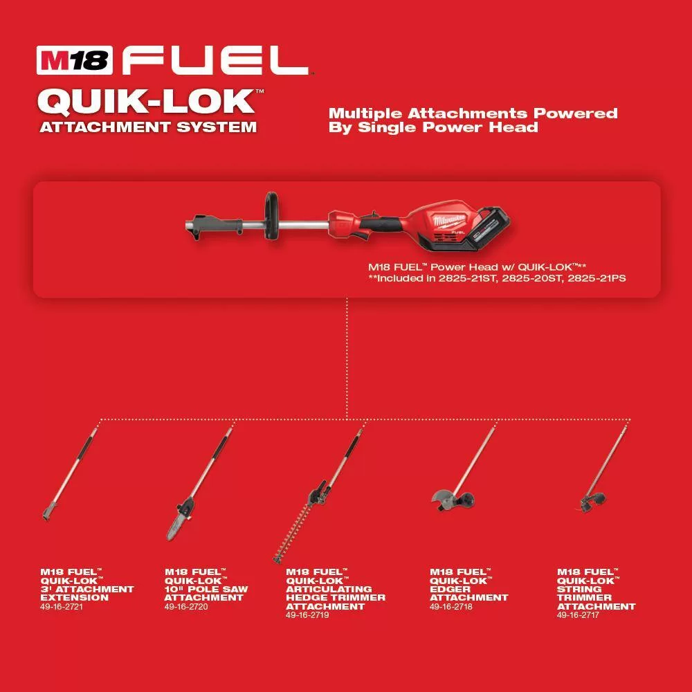 Milwaukee M18 FUEL 18V Lithium-Ion Cordless Brushless String Trimmer with Attachment Capability & 3 ft. Extension Attachment