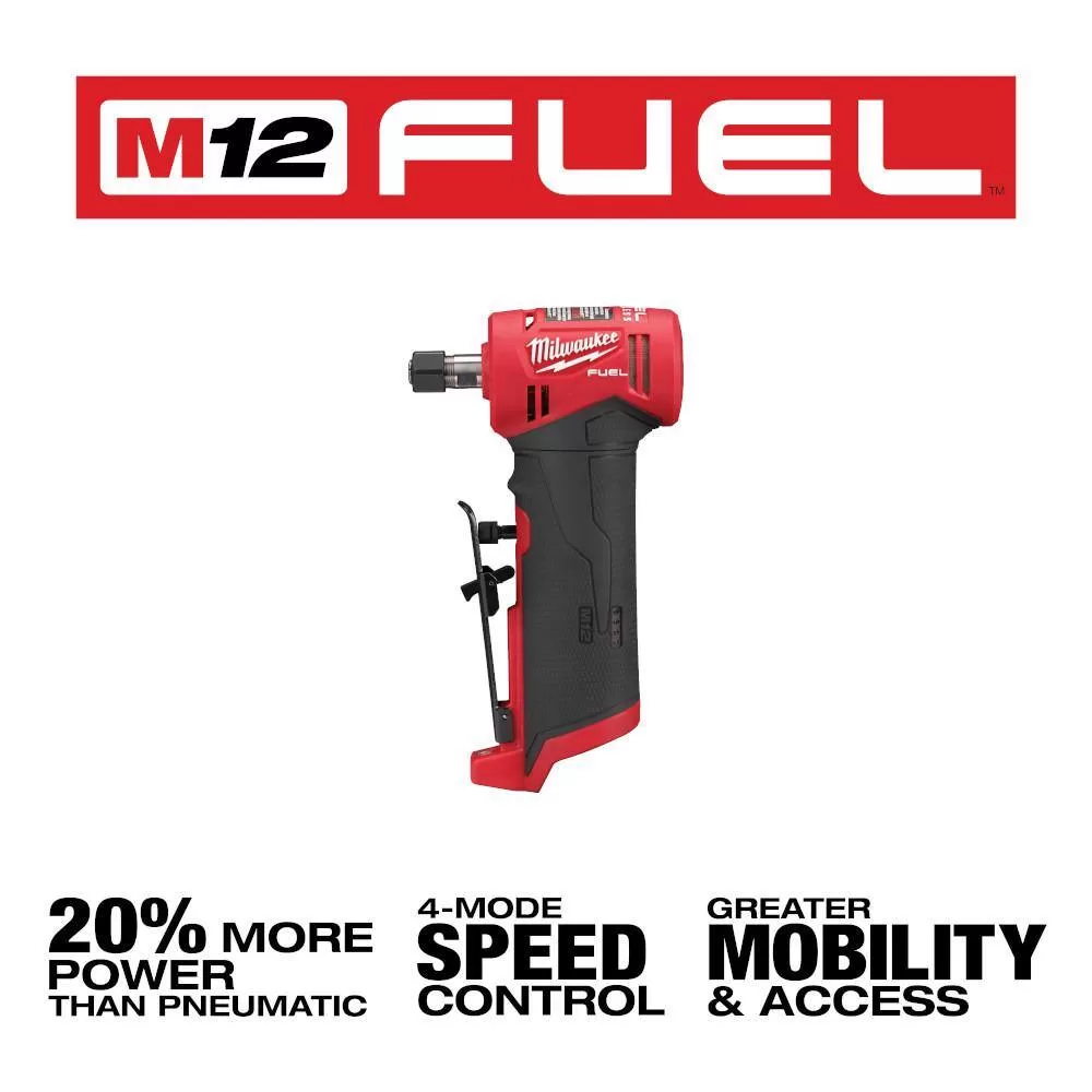 Milwaukee M12 FUEL 12V Lithium-Ion Brushless Cordless 1/4 in. Right Angle Die Grinder with M12 2.0 Ah Battery