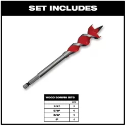 Milwaukee 48-13-0400-49-22-5100 SPEED FEED Auger Wood Drilling Bit Set with Switch Blade Plumber's Kit (9-Piece)