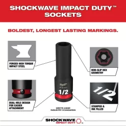 Milwaukee 48-89-4631-49-66-7093 SHOCKWAVE Impact Duty Titanium Drill Bit Set W/1/2 in. Drive SAE Deep Well Impact Socket Set (41-Piece)