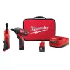 Milwaukee 2401-22-2456-20 M12 12-Volt Lithium-Ion Cordless 1/4 in. Hex Screwdriver and 1/4 in. Ratchet Combo Kit (2-Tool)