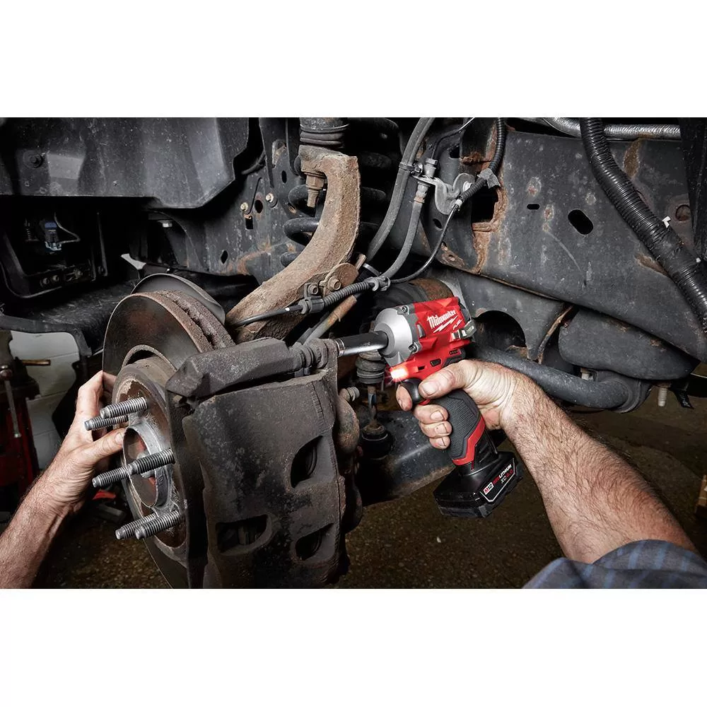 Milwaukee 2446-21XC-2554-20 M12 12V Li-Ion Cordless Grease Gun Kit with Stubby 3/8 in. Impact Wrench, One 3.0 Ah Battery, Charger and Tool Bag