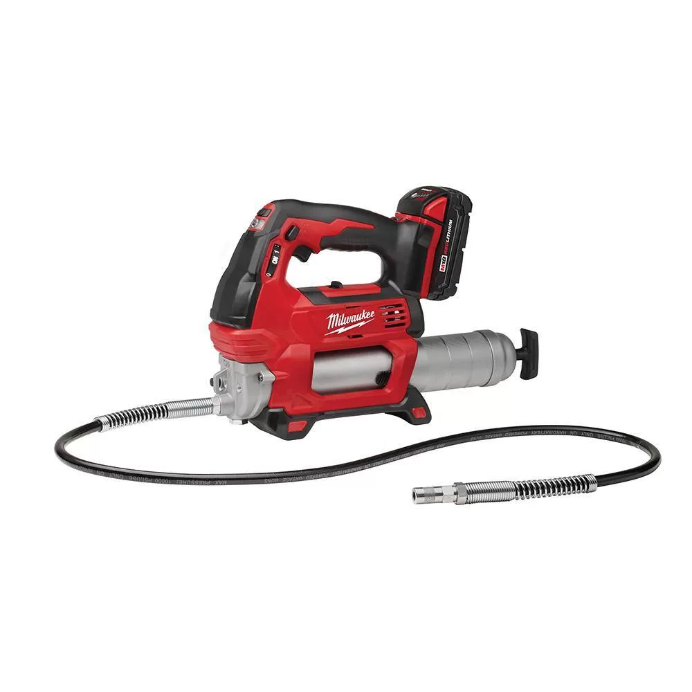 Milwaukee 2646-21CT M18 18V Lithium-Ion Cordless Grease Gun 2-Speed with (1) 1.5Ah Batteries, Charger, Tool Bag