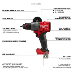 Milwaukee 2904-20-2760-20-48-59-1880 M18 FUEL 18-Volt Lithium-Ion Brushless Cordless Hammer Drill/Surge Impact Driver with 8.0 Ah Starter Kit