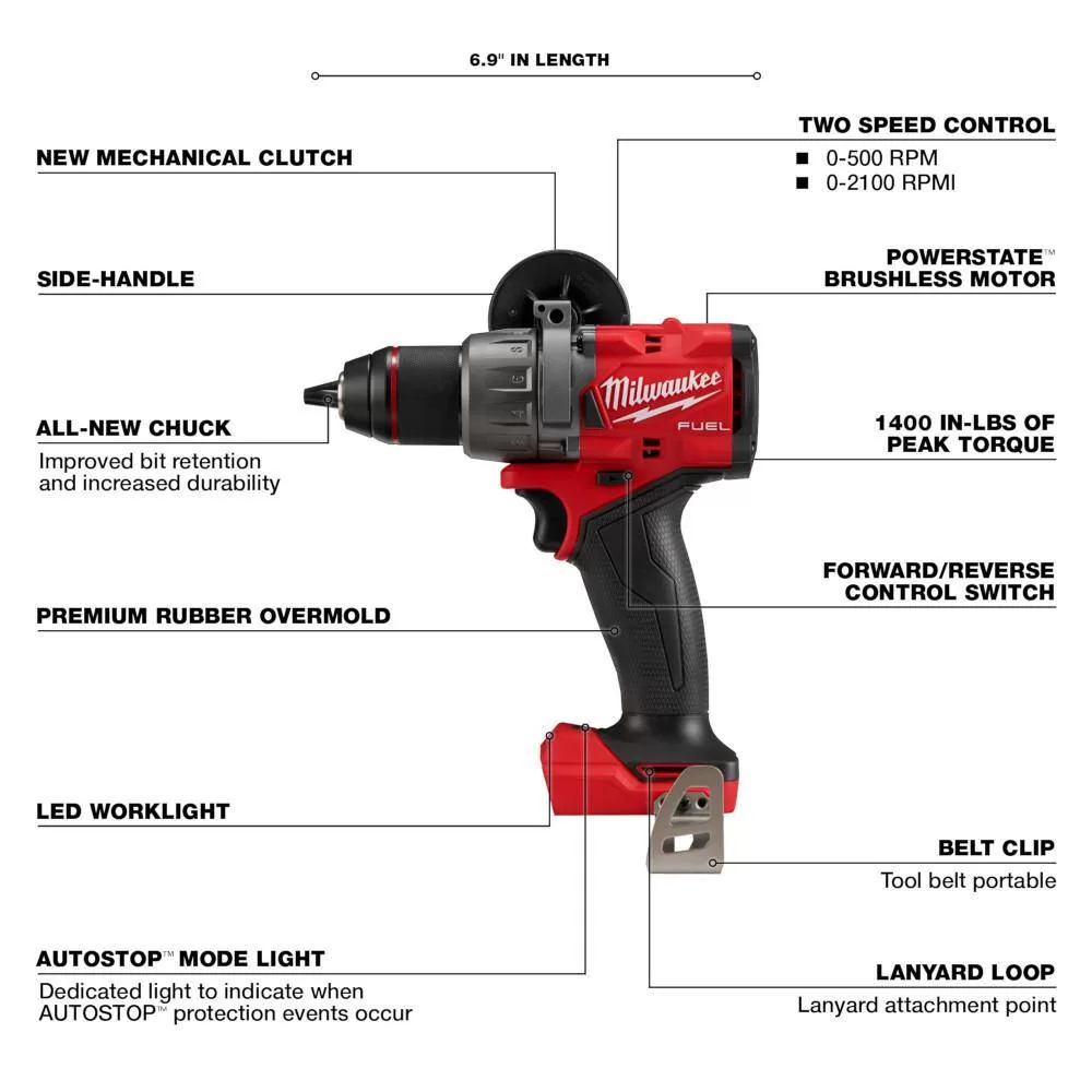 Milwaukee 2904-20-2760-20-48-59-1880 M18 FUEL 18-Volt Lithium-Ion Brushless Cordless Hammer Drill/Surge Impact Driver with 8.0 Ah Starter Kit