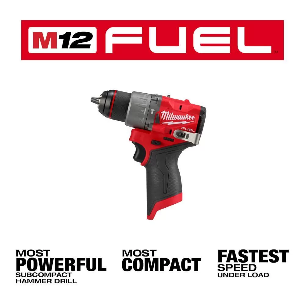 Milwaukee 3404-20 M12 FUEL 12V Lithium-Ion Brushless Cordless 1/2 in. Hammer Drill (Tool-Only)