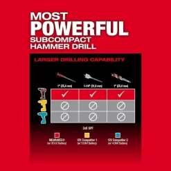 Milwaukee 3404-22 M12 FUEL 12V Lithium-Ion Brushless Cordless 1/2 in. Hammer Drill Kit with 4.0 Ah and 2.0 Ah Battery and Soft Case