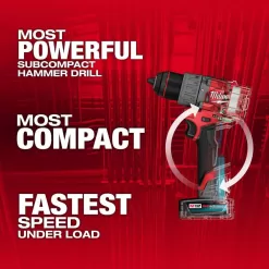 Milwaukee 3404-22 M12 FUEL 12V Lithium-Ion Brushless Cordless 1/2 in. Hammer Drill Kit with 4.0 Ah and 2.0 Ah Battery and Soft Case