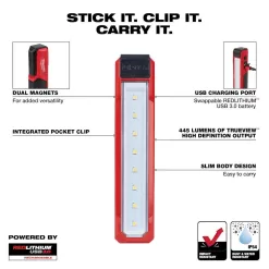 Milwaukee 2112-21-2115-21 445 Lumens LED REDLITHIUM USB Rover Pocket Flood Light & 600 Lumens LED USB Low-Profile Hard Hat Headlamp (2-Pack)