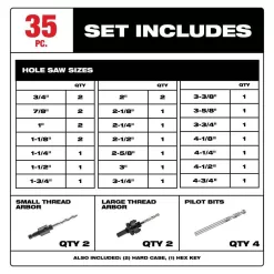 Milwaukee 49-22-4185-49-22-4040 Hole Dozer General Purpose Bi-Metal Hole Saw Set (35-Piece)
