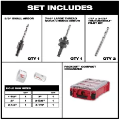 Milwaukee 49-56-9295-49-22-5606 BIG HAWG Carbide Hole Saw and Bi-Metal General Purpose Hole Saw Set with PACKOUT Cases (19-Piece)
