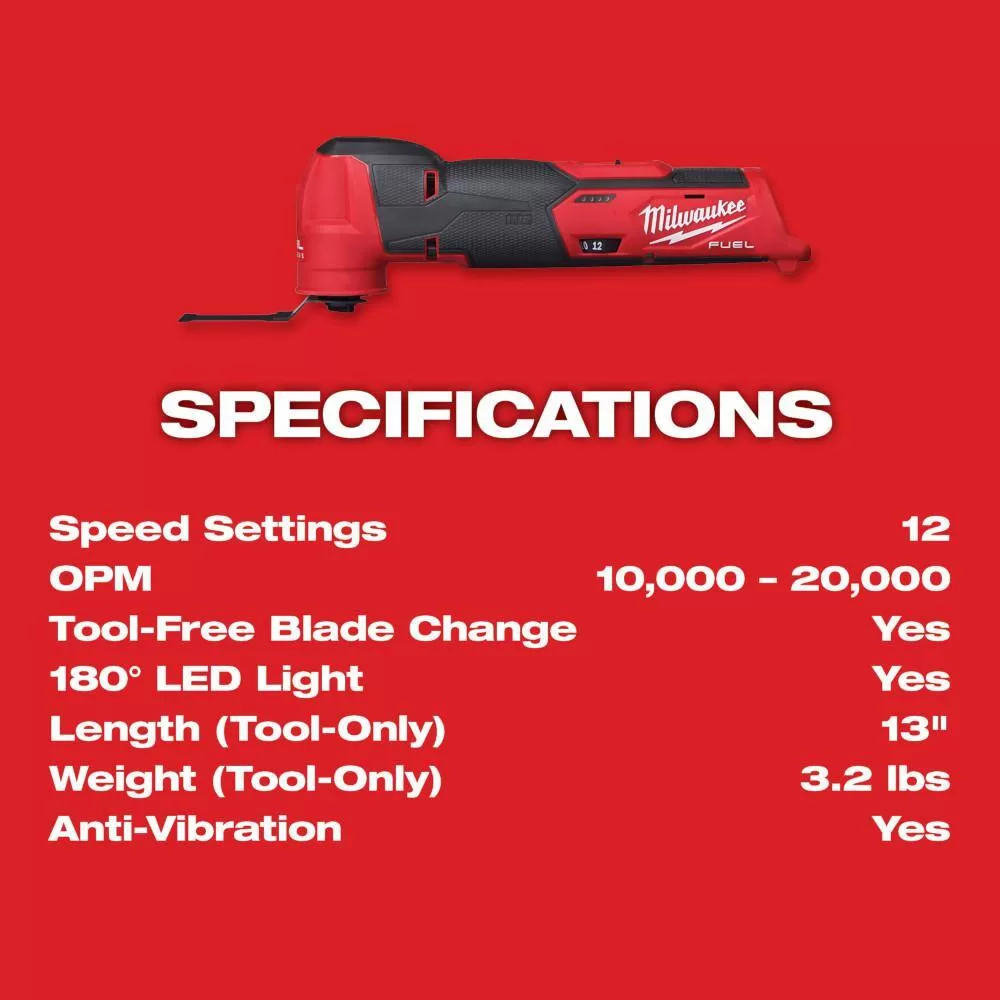 Milwaukee 2551-22-2526-20-2530-20 M12 FUEL SURGE 12V Lithium-Ion Brushless Cordless 1/4 in. Impact Driver Compact Kit Multi-Tool 5-3/8 in. Circular Saw