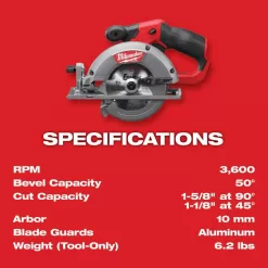 Milwaukee 2551-22-2526-20-2530-20 M12 FUEL SURGE 12V Lithium-Ion Brushless Cordless 1/4 in. Impact Driver Compact Kit Multi-Tool 5-3/8 in. Circular Saw