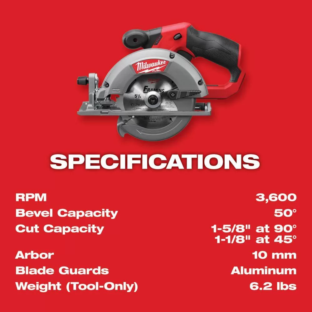 Milwaukee 2551-22-2526-20-2530-20 M12 FUEL SURGE 12V Lithium-Ion Brushless Cordless 1/4 in. Impact Driver Compact Kit Multi-Tool 5-3/8 in. Circular Saw