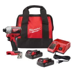 Milwaukee 2850-22CT M18 18V Lithium-Ion Brushless Cordless 1/4 in. Impact Driver Kit with Two 2.0 Ah Batteries, Charger and Hard Case