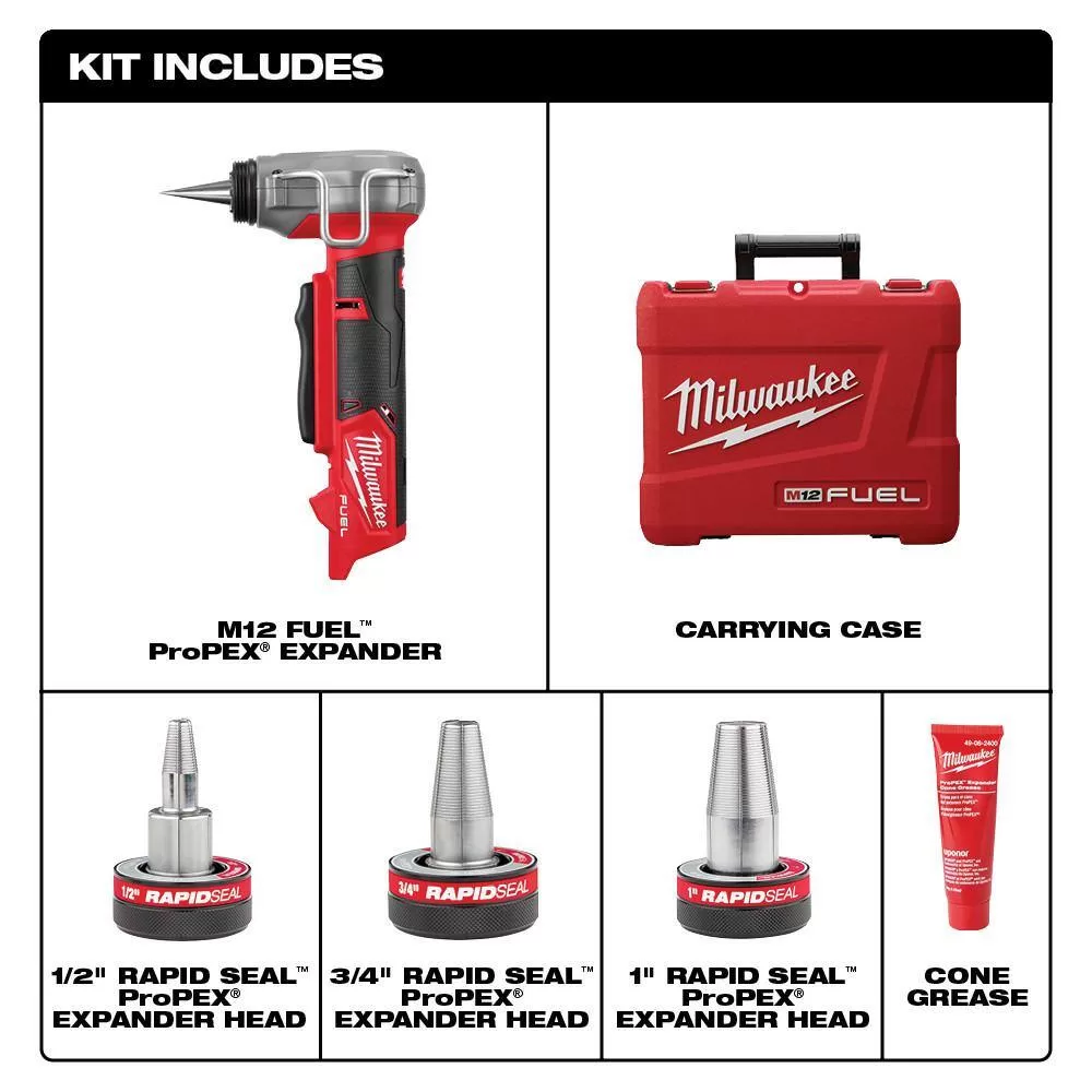 Milwaukee 3453-20-2532-20 M12 FUEL 12V Lithium-Ion Brushless Cordless 1/4 in Impact Driver & ProPEX Expander Tool w/1/2 in - 1 in Expander Heads