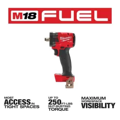 Milwaukee 2854-20-2855-20 M18 FUEL Gen-2 18V Lithium-Ion Brushless Cordless 3/8 in. & 1/2 in. Compact Impact Wrench with Friction Ring(2-Tool)